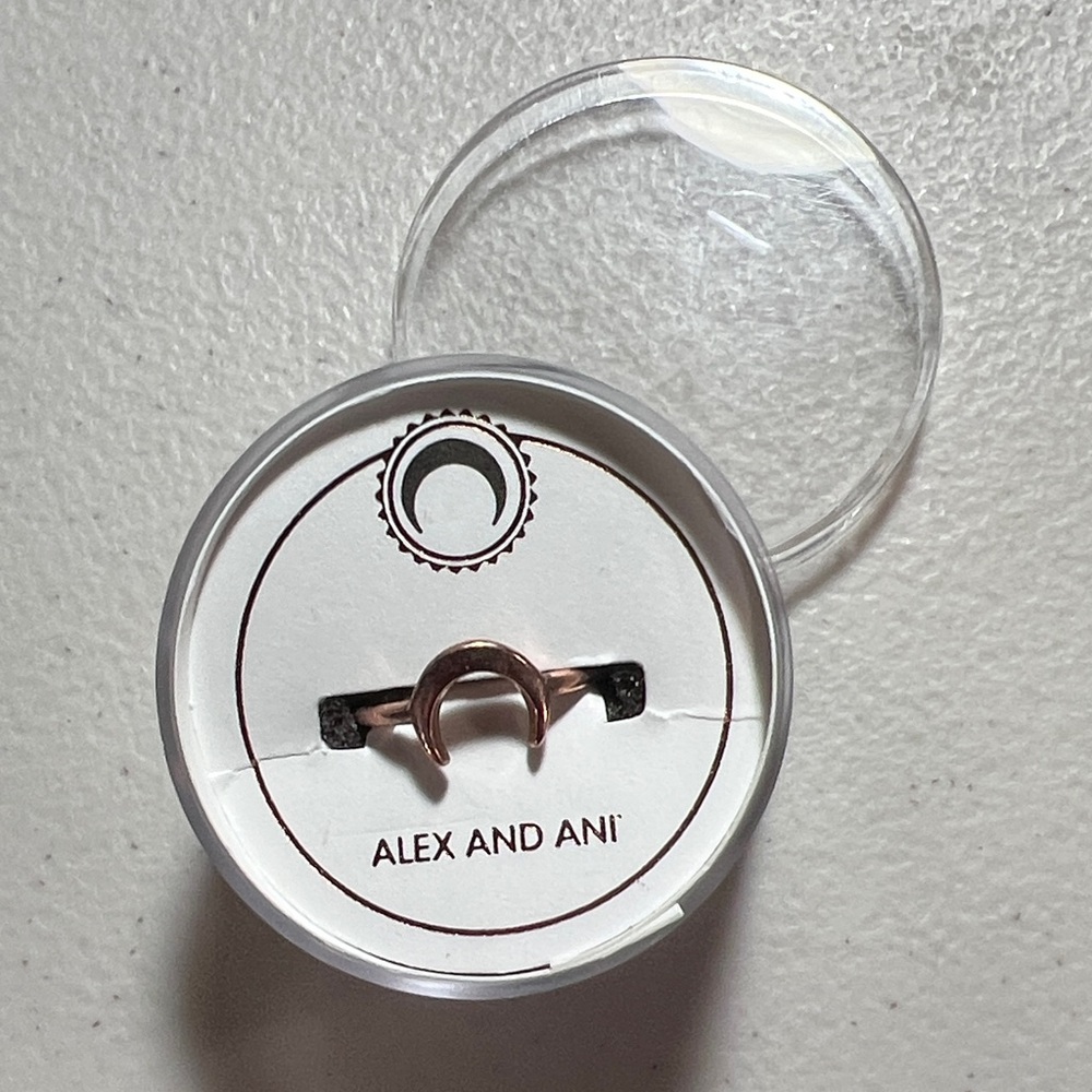 Alex and Ani Rose Gold Crescent Moon Open Band Ring